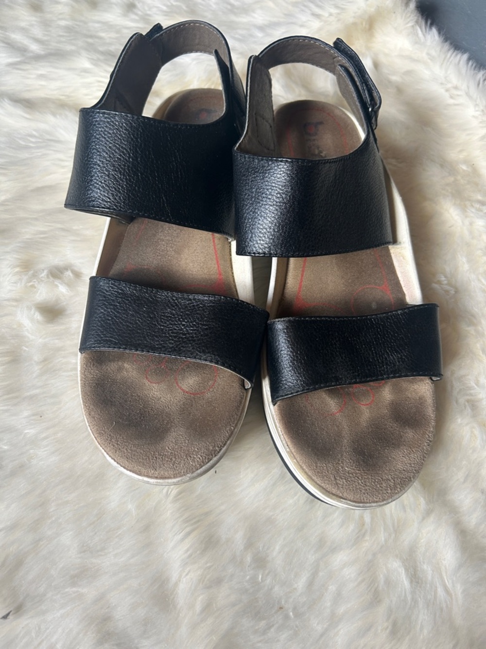 Bionica Black Leather Slingback Sandals